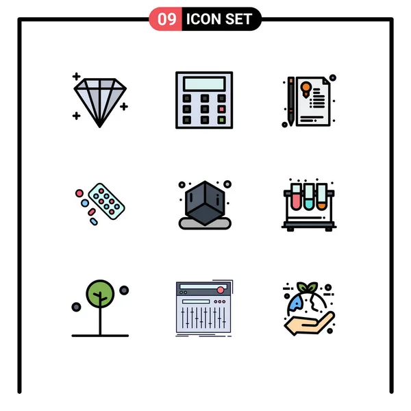 Universal Icon Symbols Group Modern Filledline Flat Colors Chemistry Printing — Stock Vector