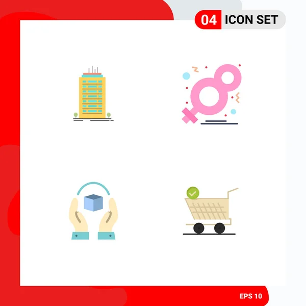 Group Flat Icons Signs Symbols Bulding Care Tower Female Handle — Stock Vector