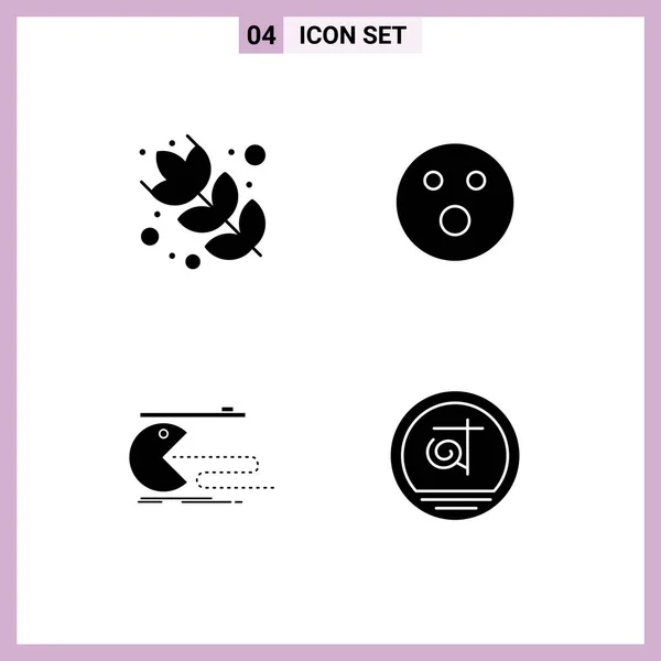 Universal Solid Glyph Signs Symbols Baking Game Golfball Game Pacman — Stock Vector