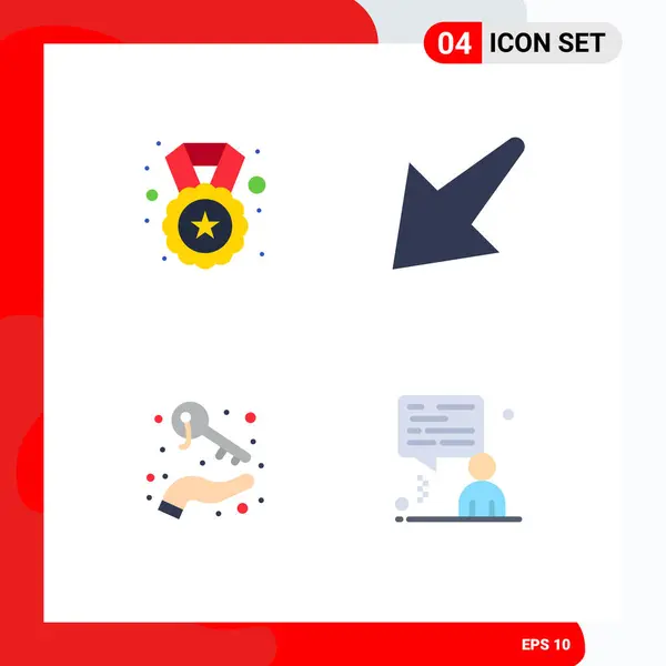 Set Modern Icons Tanda Tanda Untuk Medali Memegang Lencana Kiri - Stok Vektor