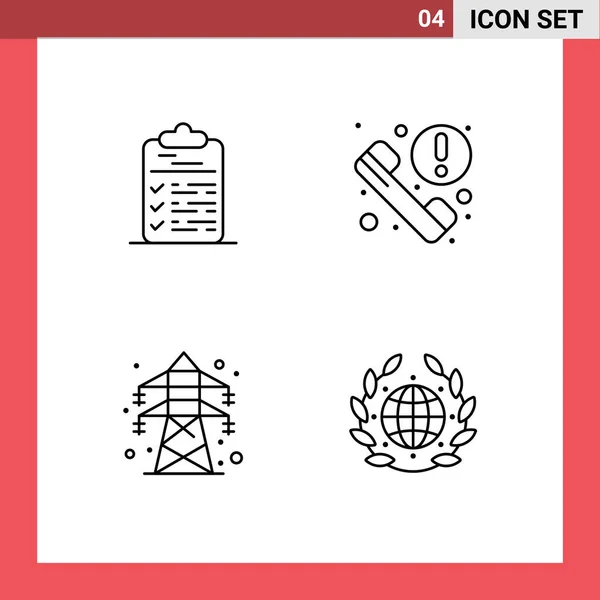 Set Modern Icons Sysymbols Signs Checklist Electrical Document Phone Transmission — Vector de stock