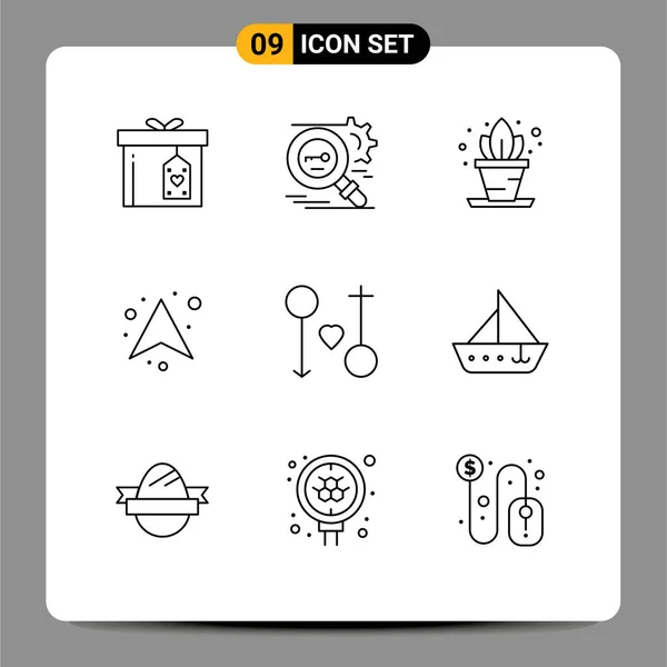 Stock Vector Icon Pack Mit Zeilenzeichen Und Symbolen Für Liebe — Stockvektor