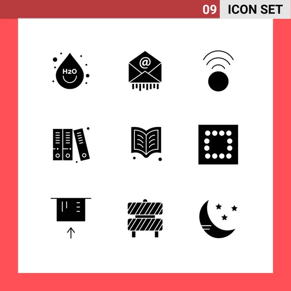 Universal Icon Symbols Group Modern Solid Glyphs Reading Book Connection — Διανυσματικό Αρχείο