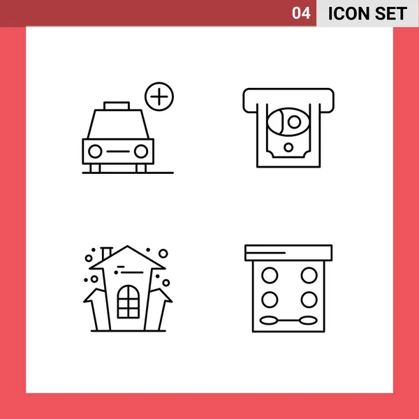 Stock Vector Icon Pack Mit Linienzeichen Und Symbolen Für Auto — Stockvektor