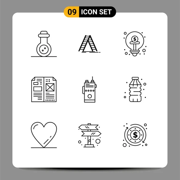 Stock Vector Icon Pack Line Segni Simboli Walkie Layout Crowdfunding — Vettoriale Stock