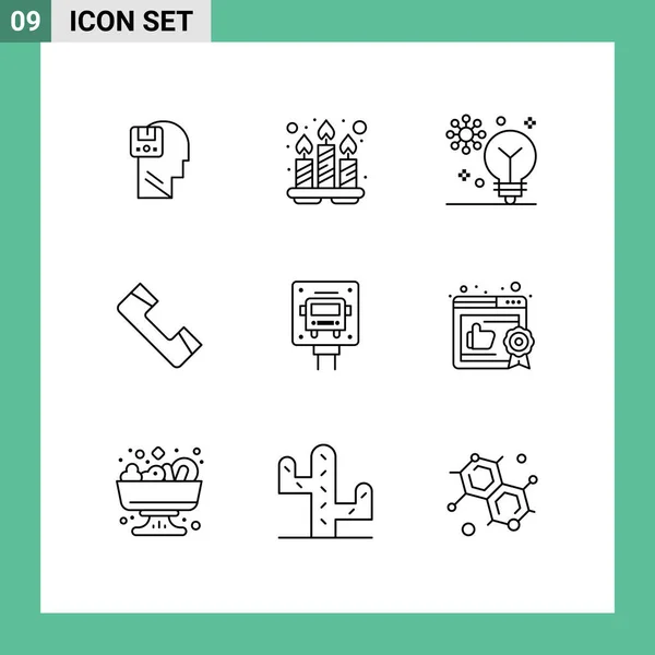 Mobile Interface Outline Set Pictograms Phone Contact Tray Call Intelligence — Vector de stock