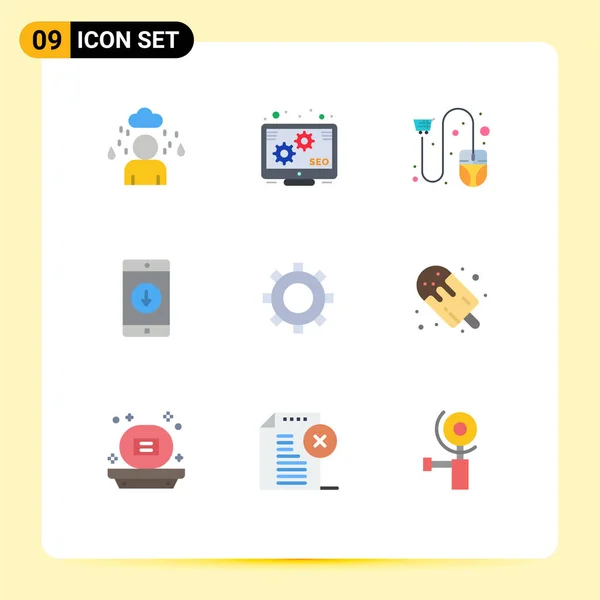 User Interface Flat Color Pack Modern Signs Symbols Gear Arrow — 스톡 벡터