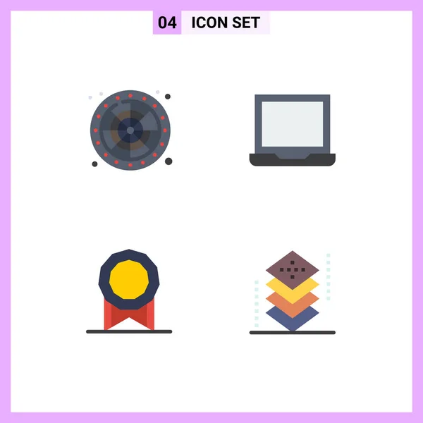Universal Flat Icon Σύμβολα Σύμβολα Τυχερός Μπόνους Παιχνίδι Laptop Μετάλλιο — Διανυσματικό Αρχείο