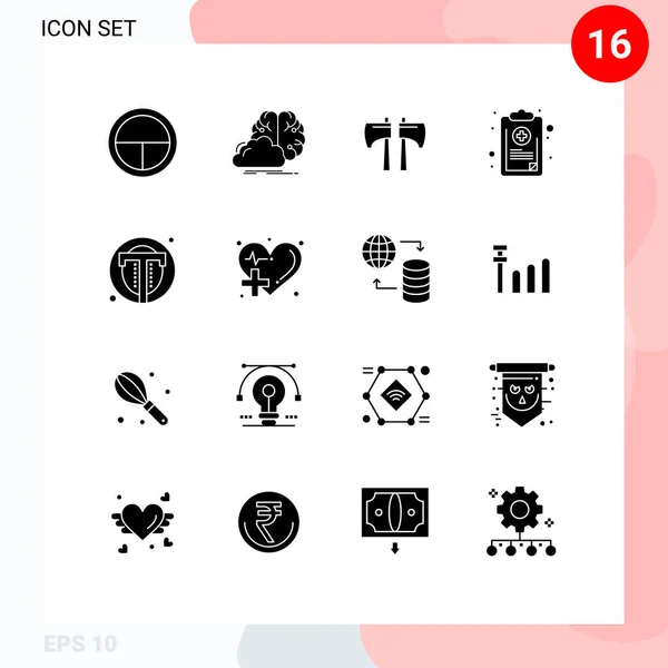 Felhasználói Felület Solid Glyph Pack Modern Jelek Szimbólumok Tünet Lista — Stock Vector