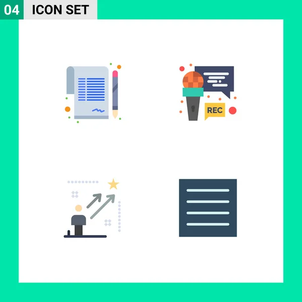 Set Vector Flat Icons Grid Contract Top Agreement Recording Arrow — Archivo Imágenes Vectoriales