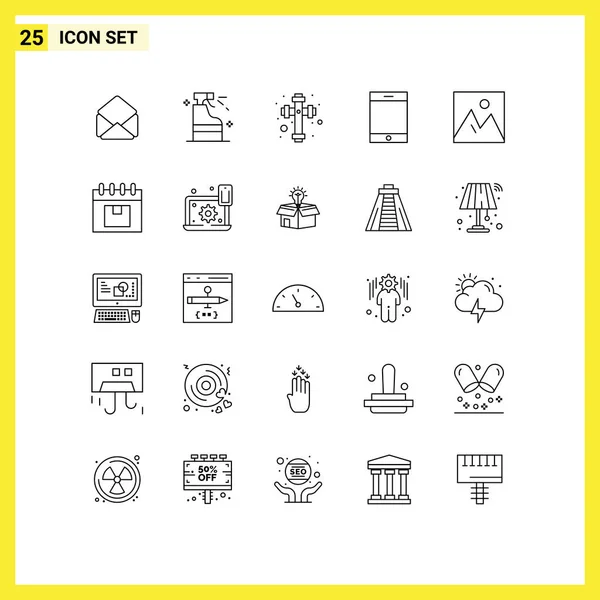 Conjunto Icones Modernos Símbolos Sinais Para Fotografia Mobiliário Cristão Quadro — Vetor de Stock