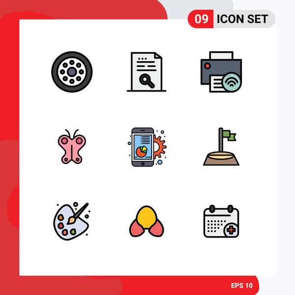 Universal Icon Symbols Group Modern Filledline Flat Colors Nature Butterfly — Stockový vektor