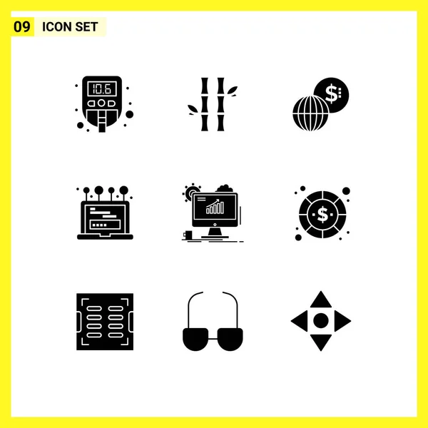 Stock Vector Icon Pack Mit Zeilenzeichen Und Symbolen Für Analytik — Stockvektor