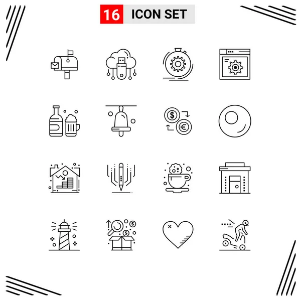 Universal Icon Symbols Group Modern Outlines Internet Setting Store Web — Stockvektor