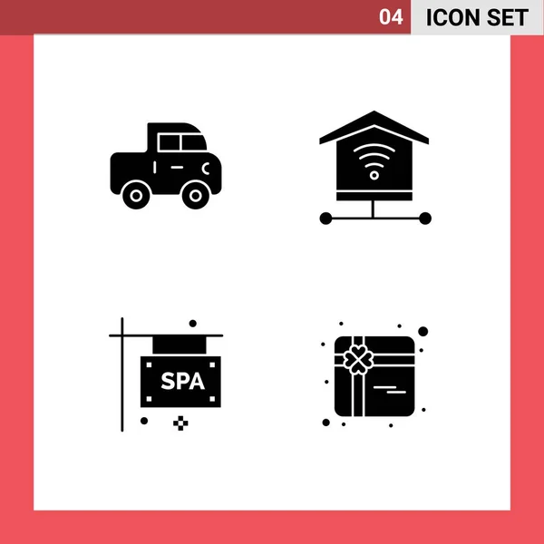 Stock Vector Icon Pack Line Segni Simboli Auto Spa Insegna — Vettoriale Stock