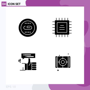 Motor, el, optimizasyon, yonga seti, pazarlama, düzenlenebilir vektör tasarım elementleri için 4 Modern UI Simgesi Simgesi seti
