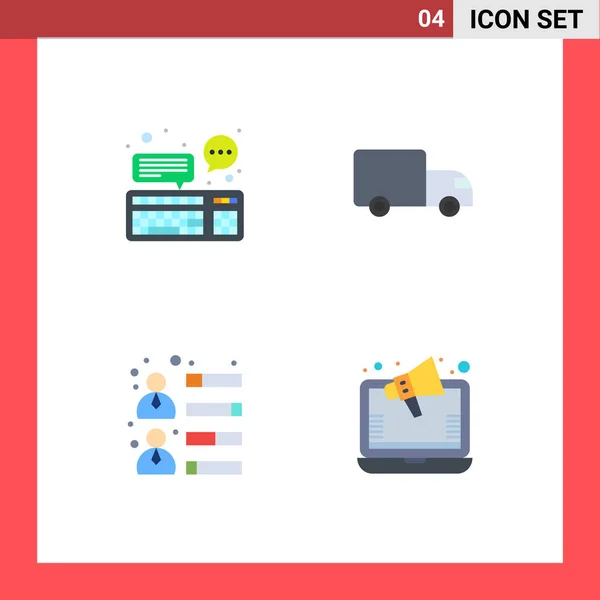User Interface Pack Basic Flat Icons Chat Business Man Keyboard — Vector de stock