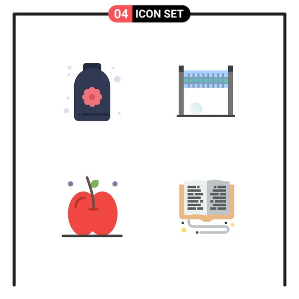 Thematic Vector Flat Icons Editable Symbols Bottle Fruit Flower Net — Stock Vector