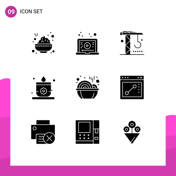 Mobile Interface Solid Gyph Set Pictograms Year New Industry Chinese — Vector de stock