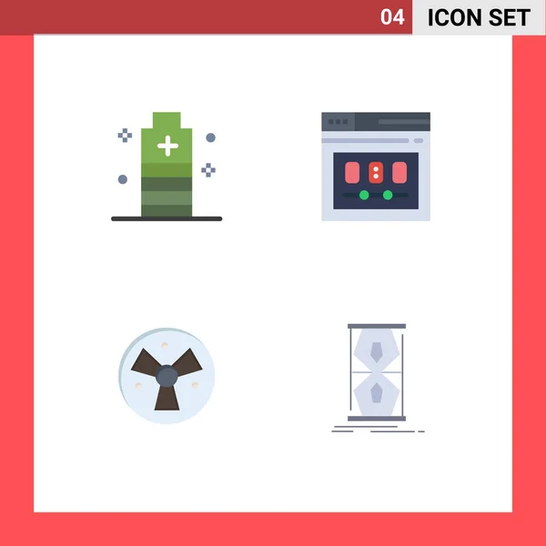 Set Modern Ikonok Szimbólumok Jelek Akkumulátor Weboldal Teljesítmény Oldal Figyelmeztető — Stock Vector