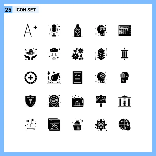 Conjunto Icones Modernos Símbolos Sinais Para Música Mixer Folha Aprendizagem — Vetor de Stock