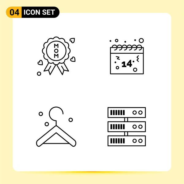 Stock Vector Icon Pack Line Signs Symbols Medal Backup Calendar — стоковый вектор