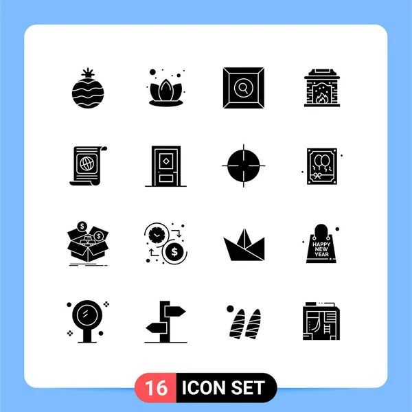 Universal Icon Symbolen Groep Van Moderne Solid Glyphs Van Bouwen — Stockvector