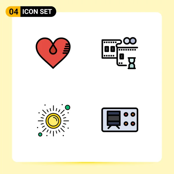 Creative Icons Modern Signs Symbols Heart Health Favorite Film Stip — Stock Vector