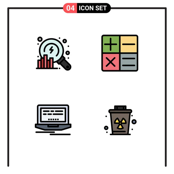 Set Modern Icons Sysymbols Signs Analysis Environment Search Laptop Pollution — Vector de stock