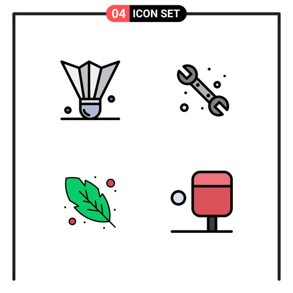 Stock Vector Icon Pack Mit Linienzeichen Und Symbolen Für Badminton — Stockvektor