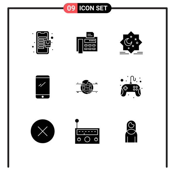 Creative Icons Modern Jelek Szimbólumok Iphone Mobil Hold Okostelefon Szerkeszthető — Stock Vector