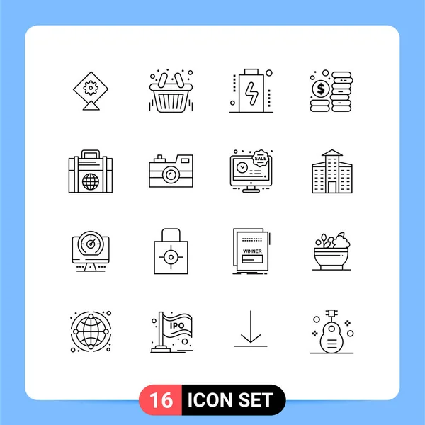 16全球 可编辑投资向量设计元素的现代标志和符号用户界面概述包 — 图库矢量图片