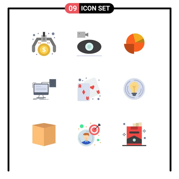 Universal Icon Symbols Group Modern Flat Colors Document Print Media — Vetor de Stock