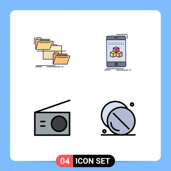 Vector Icon Pack Line Signs Symbols Folder Compets Move Cube — 스톡 벡터