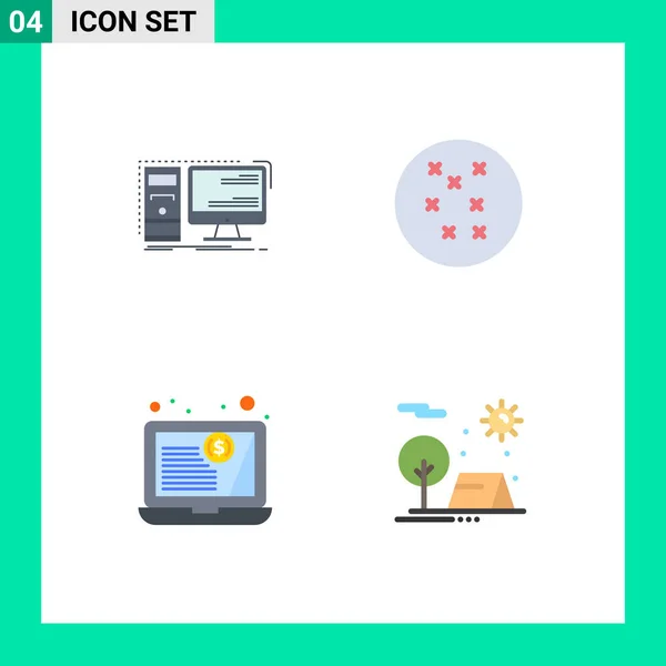 Vector Flat Icons Grid Computer Adventure Workstation Customer Holiday Editable — 스톡 벡터