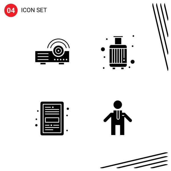 Modern Set Solid Glyphs Symbols Presentation Book Service Luggage Education — Stock Vector