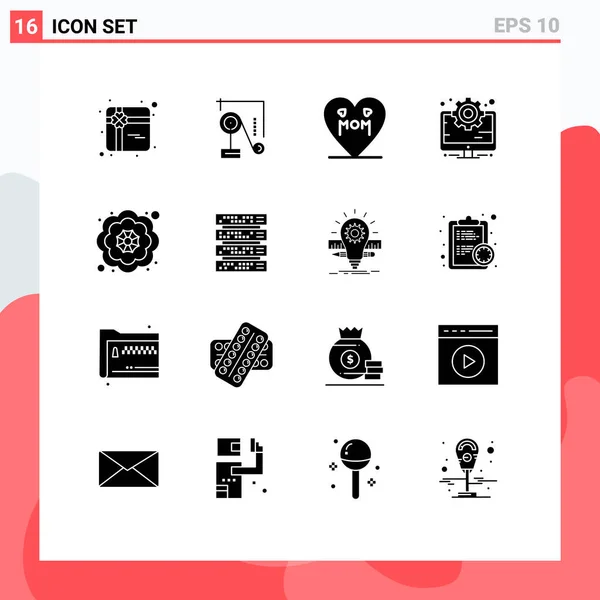 16用于Web和Mobile Applications的通用固字集漂亮 计算机可编辑向量设计元素 — 图库矢量图片