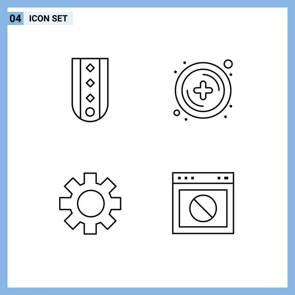 Pictogram ダイヤモンド ランク 新しい グローバル編集可能なベクトルデザイン要素の4つのシンプルなファイルラインフラットカラーのセット — ストックベクタ