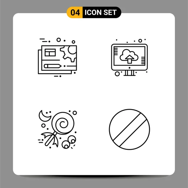 Creative Icons Modern Signs Sysymbols Document Candy Setting Computer Halloween — Archivo Imágenes Vectoriales