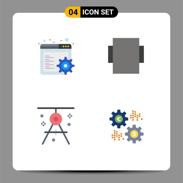 Flat Icon Pack Universal Symbols Browser Drawing Layout Compass Money — Stockový vektor