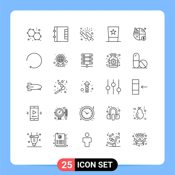 Creative Icons Modern Signs Symbols Investment Top Hat Fireworks Top — Stock Vector