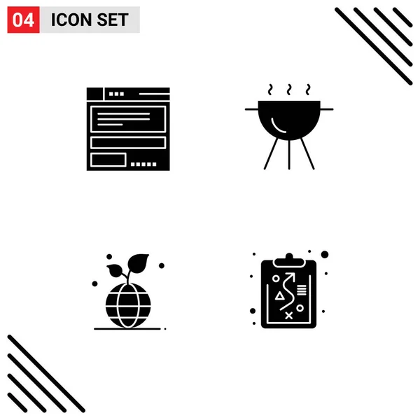 Conjunto Icones Modernos Símbolos Sinais Para Arquivo Amigável Código Cozinhar — Vetor de Stock