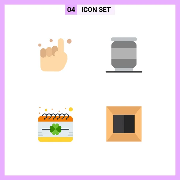 Set Commercial Flat Icons Pack Hand Event Belive Soda Saint — Vector de stock