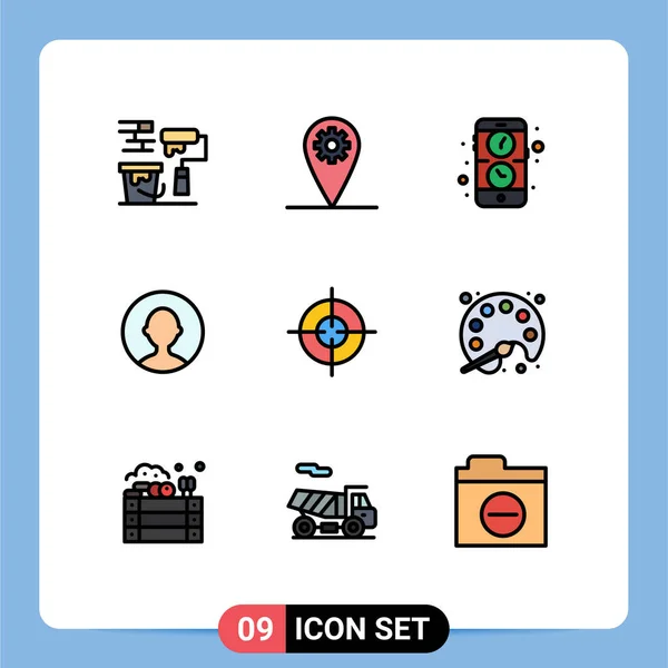 Pakiet Znaków Symboli Malowania Celowania Aplikacji Celu Użytkownika Edytowalne Elementy — Wektor stockowy