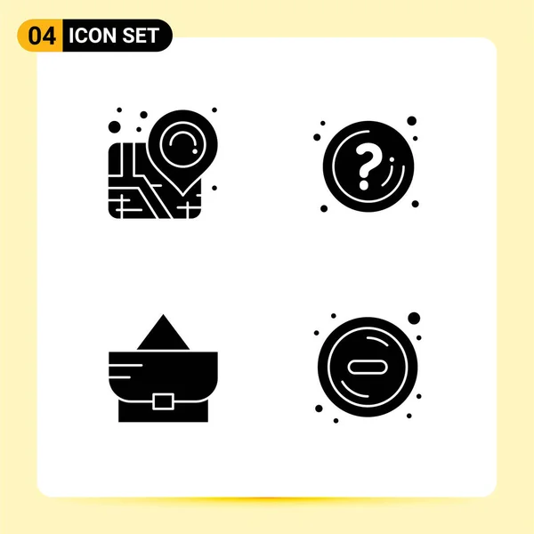 Mobile Interface Solid Glyph Set Pictograms Location Fashion Help Info — 스톡 벡터