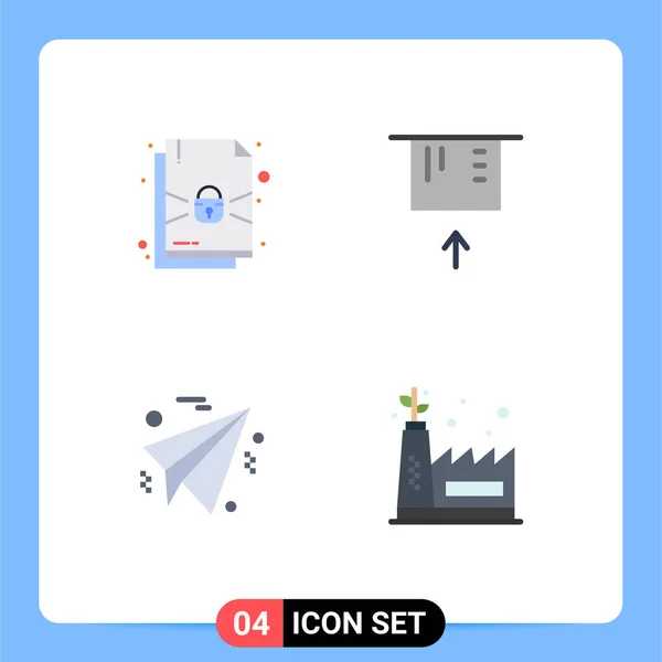 Set Commercial Flat Icons Pack Document Eco Manufacturing Atm Business — Archivo Imágenes Vectoriales