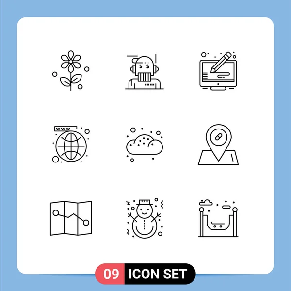 Set Modern Icons Sysymbols Signs Bakery Website Copy Social Media — Archivo Imágenes Vectoriales