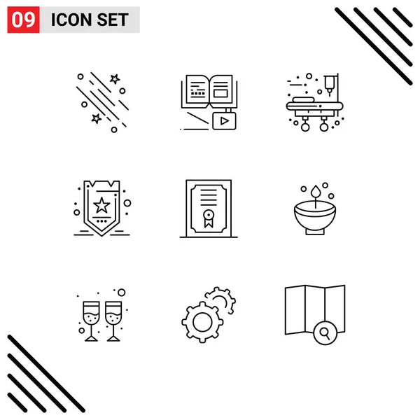 Set Vector Outlines Grid Degree Tag Education Seo Marketing Editable — Vector de stock