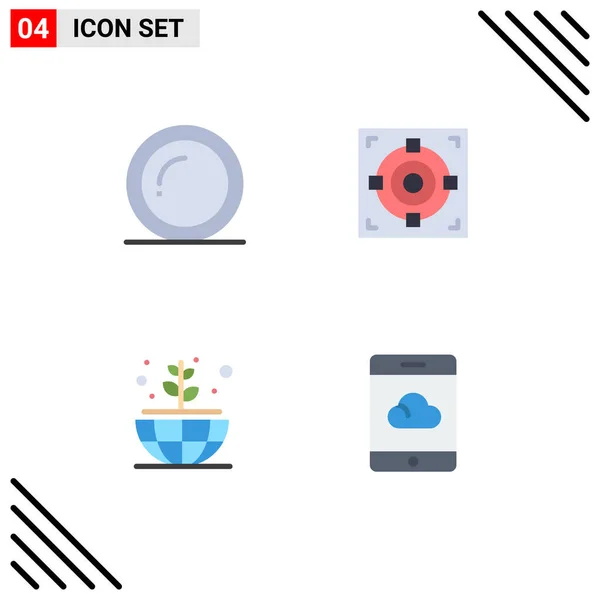Set Modern Icons Sysymbols Signs Plate Plant Giving Success Backup — Vector de stock