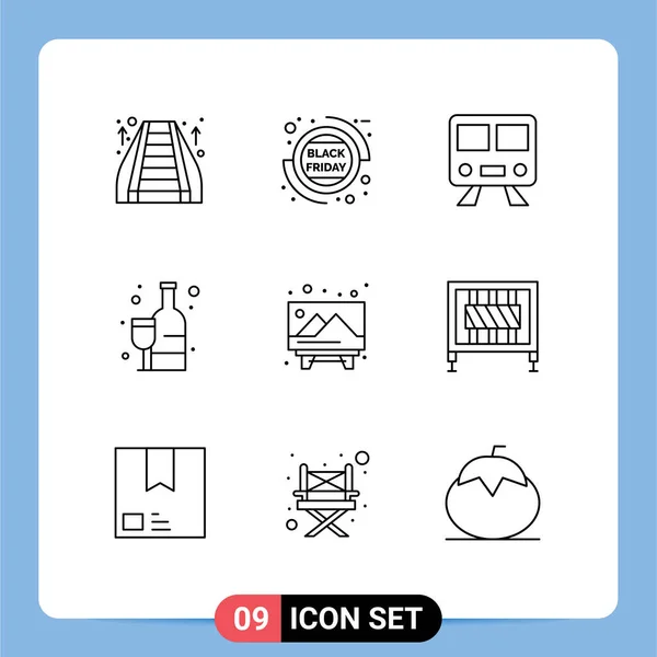 Stock Vector Icon Pack Mit Zeilenzeichen Und Symbolen Für Bild — Stockvektor